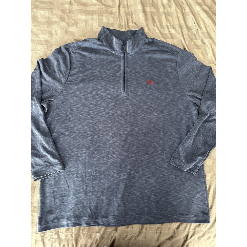 Tommy Bahama Pullover Mens 3XL Blue Heather Via Del Mar Half Zip Tencel Modal